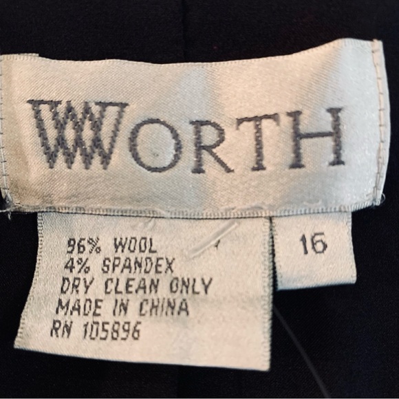 Worth Wool Blend Navy Zip Jacket with Silver Zipper Accents Size 16 NWT - Picture 2 of 13